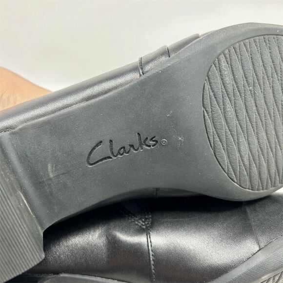 Clarks Unstructured Black Leather Slip-On Comfort Loafers Size 11 Casual Comfort - Picture 10 of 15